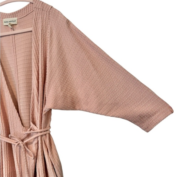 Mara Hoffman Tiffany Dress Pink Organic Cotton Belted Wrap Midi Oversized XS - Picture 2 of 10